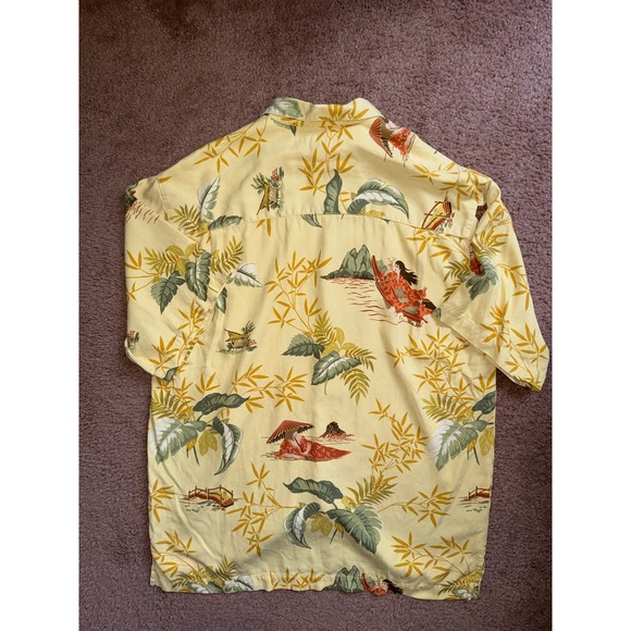 Tommy Bahama Short Sleeve Shirt Mens M Yellow Silk Tropical Bamboo Silk - Picture 7 of 7